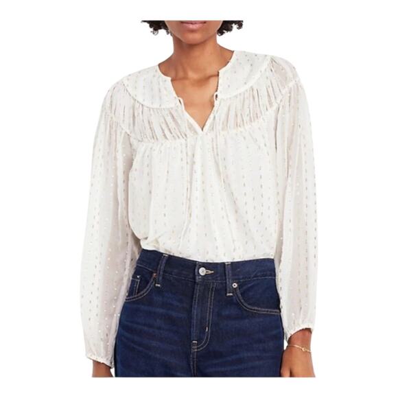 Old Navy Women's XXL Fairycore Split Neck Sheer Metallic Whimsical‎ Chiffon Top - Picture 9 of 11